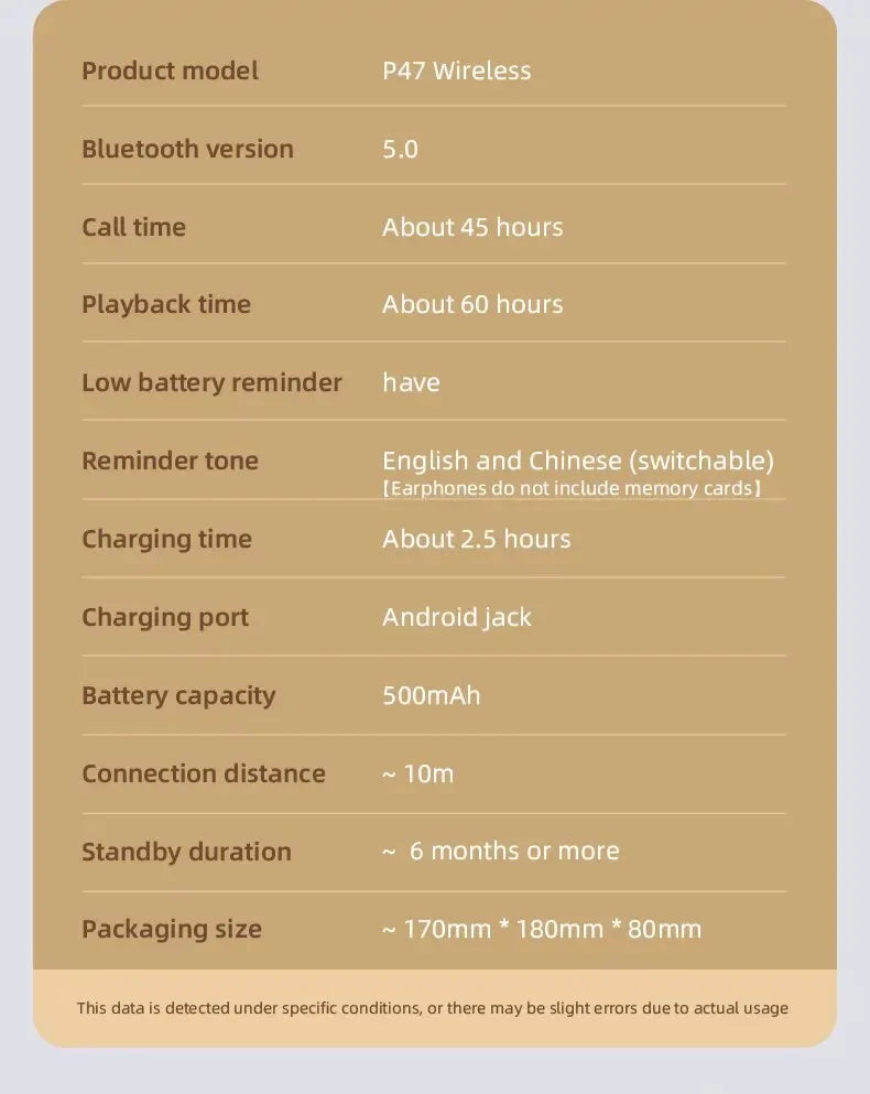 Wireless Headphones ,Headphone Earphone P47 headset Bluetooth