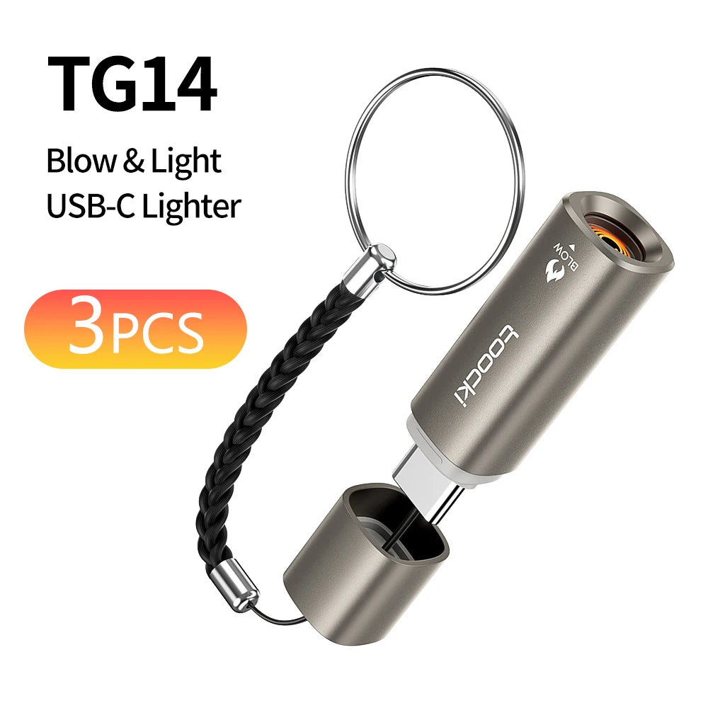 Toocki TG13/14 Type-C Mini Electric Lighter Plug&Play Blow to Light Mobile Cigarette Lighter Flameless Windproof Fast Ignition