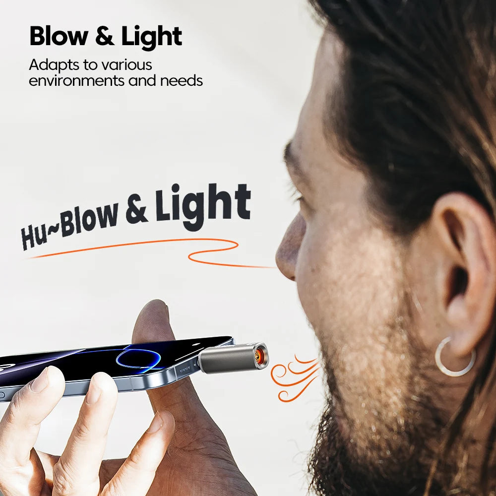 Toocki TG13/14 Type-C Mini Electric Lighter Plug&Play Blow to Light Mobile Cigarette Lighter Flameless Windproof Fast Ignition